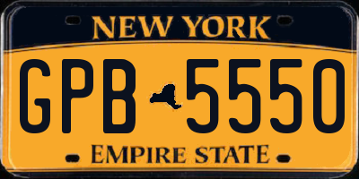 NY license plate GPB5550