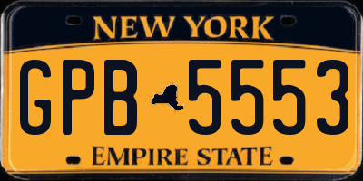 NY license plate GPB5553