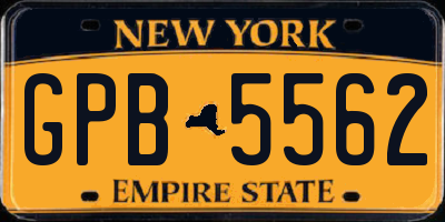 NY license plate GPB5562