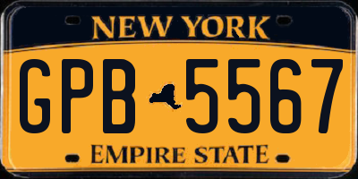 NY license plate GPB5567