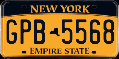NY license plate GPB5568