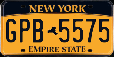 NY license plate GPB5575