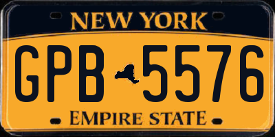 NY license plate GPB5576