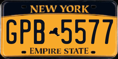 NY license plate GPB5577