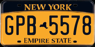 NY license plate GPB5578