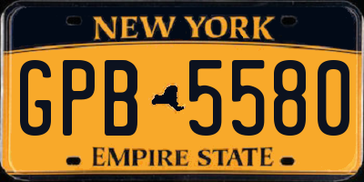 NY license plate GPB5580