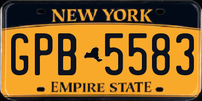NY license plate GPB5583
