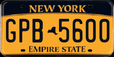 NY license plate GPB5600