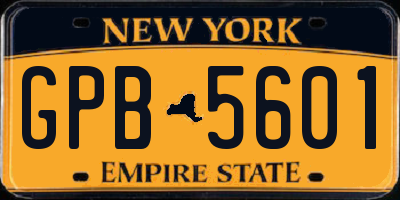 NY license plate GPB5601