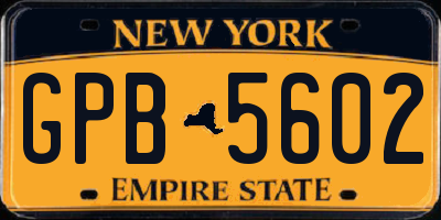 NY license plate GPB5602