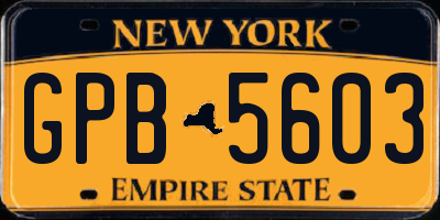 NY license plate GPB5603