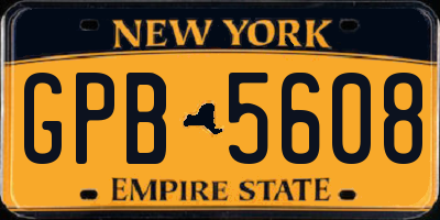 NY license plate GPB5608