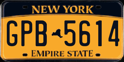 NY license plate GPB5614