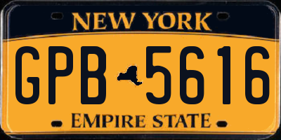 NY license plate GPB5616