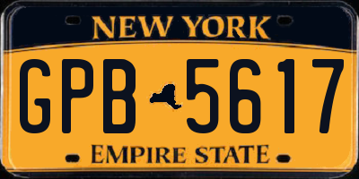 NY license plate GPB5617