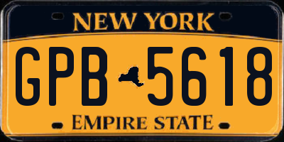 NY license plate GPB5618