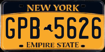 NY license plate GPB5626