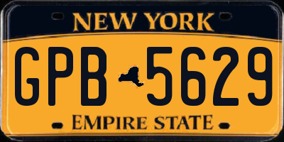 NY license plate GPB5629