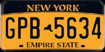 NY license plate GPB5634