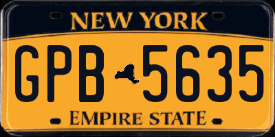 NY license plate GPB5635