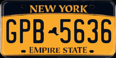 NY license plate GPB5636