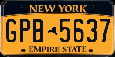 NY license plate GPB5637