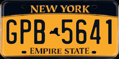 NY license plate GPB5641