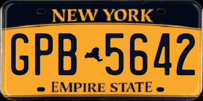 NY license plate GPB5642