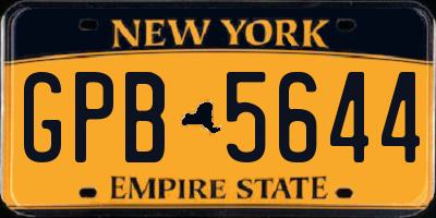 NY license plate GPB5644