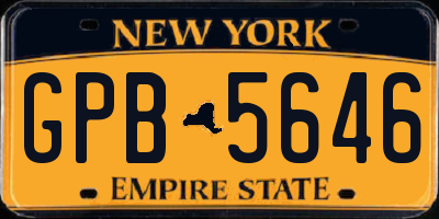 NY license plate GPB5646