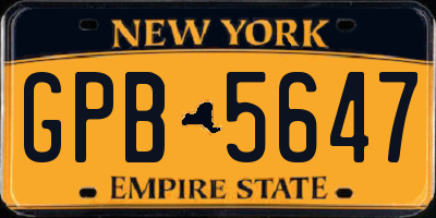 NY license plate GPB5647