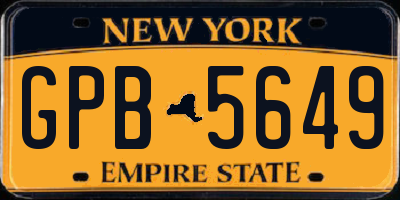 NY license plate GPB5649