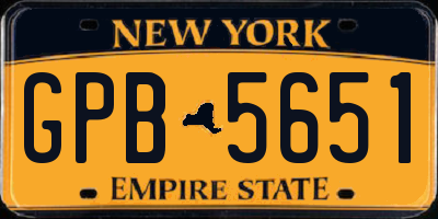 NY license plate GPB5651