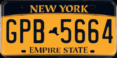 NY license plate GPB5664