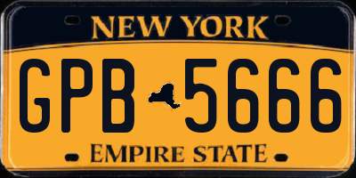 NY license plate GPB5666