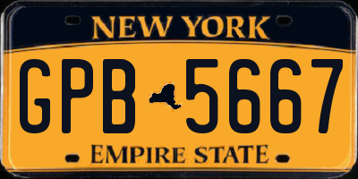NY license plate GPB5667