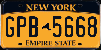 NY license plate GPB5668