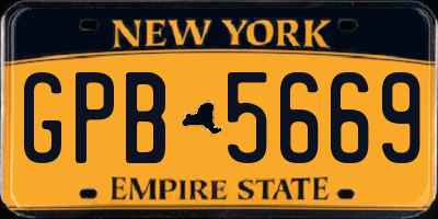 NY license plate GPB5669