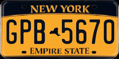 NY license plate GPB5670