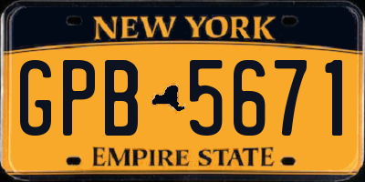 NY license plate GPB5671
