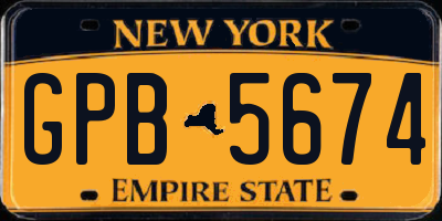 NY license plate GPB5674