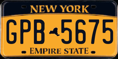 NY license plate GPB5675