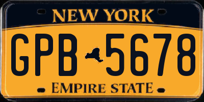 NY license plate GPB5678