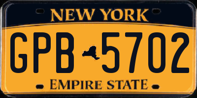 NY license plate GPB5702
