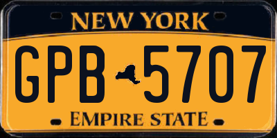 NY license plate GPB5707
