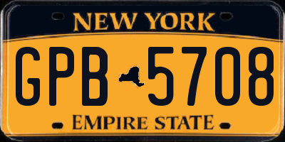NY license plate GPB5708