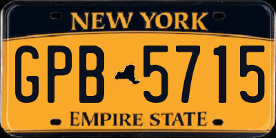 NY license plate GPB5715