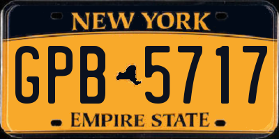 NY license plate GPB5717