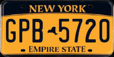 NY license plate GPB5720