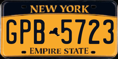 NY license plate GPB5723